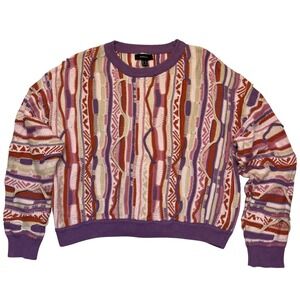 FOREVER 21 Coogi Style 90s Y2K Colorful Retro Artsy Texture Knit Sweater Size 2X